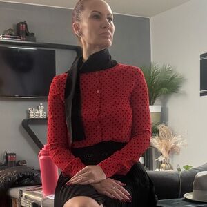 Miu Miu Red and Black Polka Dot Top
